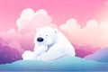 A cute polar bear sleeping on the clouds. Generative AI Royalty Free Stock Photo