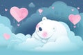 A cute polar bear sleeping on the clouds. Generative AI Royalty Free Stock Photo