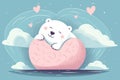 A cute polar bear sleeping on the clouds. Generative AI Royalty Free Stock Photo