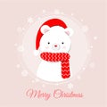 Cute polar bear standing in the snow, lovely christmas background Royalty Free Stock Photo