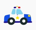 Cute Police Car for Editable Cartoon Transportation Doodle Vector Illustration