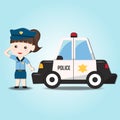 Cute police and car