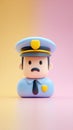 Cute Policeman Cartoon Character in Uniform with a Serious Face Royalty Free Stock Photo