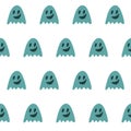 Cute poltergeist ghost boo seamless pattern for halloween