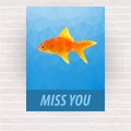 Cute polygonal goldfish vector design for card Royalty Free Stock Photo