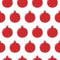 Cute pomegranate pattern. Granate fruit seamless print. Summer wallpaper, botanical illustration