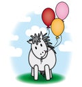 Cute pony and balloons