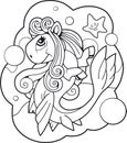 Cute pony mermaid, funny illustration design