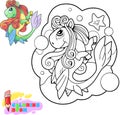 Cute pony mermaid, funny illustration design