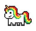 Cute Pony, Pixel Horse Isolated on White Backdrop