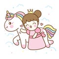 Cute pony vector, Princess girl Unicorn cartoon Kawaii animal