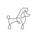 Cute poodle dog one line vector illustration icon