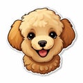 Cute Poodle Head Sticker - Detailed Shading, Cartoony Characters Royalty Free Stock Photo