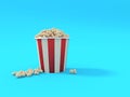 CUTE POPCORN BUCKET BLUE BACKGROUND CINEMA MOVIES 3D ILLUSTRATION