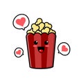 Cute popcorn cartoon mascot character Royalty Free Stock Photo