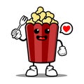 Cute popcorn cartoon mascot character Royalty Free Stock Photo