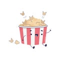 Cute popcorn character, movies, kawaii food for films Royalty Free Stock Photo