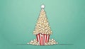 Cute popcorn christmas tree with copy space