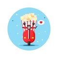 Cute popcorn riding classic motorbike