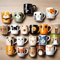 Cute animal design mugs - ai generated image