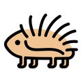 Cute porcupine icon color outline vector