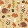 Porcupines & Bees Seamless Pattern Royalty Free Stock Photo