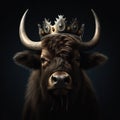 Portrait of a majestic Buffalo with a crown Generative AI