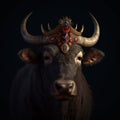 Portrait of a majestic Buffalo with a crown Generative AI