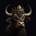 Portrait of a majestic Buffalo with a crown Generative AI