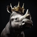 Portrait of a majestic Rhinoceros with a crown Generative AI