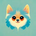 Cute portrait of a pomeranian. Stylized pomeranian. Sweet doggy. Flat illustration. AI-generated