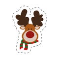 cute portrait reindeer christmas cut line