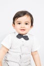 portrait smiling boy with bow-tie on white Royalty Free Stock Photo