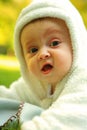 Cute portrate baby in white
