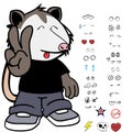 Cute possum character cartoon kawaii expressions set Royalty Free Stock Photo