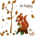 Be happy little squirrel - vector illustration, eps