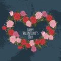 Cute posters with valentines day elements greetings, heart shape frame, vector illustration in flat cartoon style.