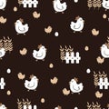 Cute Poultry Farm Art Agricultural Vector Seamless Pattern