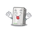 Cute power bank cartoon mascot style with Tongue out