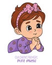 Cute praying little girl. Religious believer child character. Vector illustration. Kids collection.