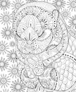 Adult coloring book,page a cute praying otter for relaxing.Zen art style illustration.
