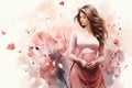 Pregnant mom watercolor Royalty Free Stock Photo