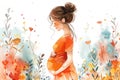 Pregnant mom watercolor Royalty Free Stock Photo