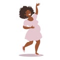 Cute Pregnant Girl Dancing in a Casual Dress Royalty Free Stock Photo