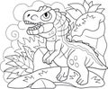 cute prehistoric dinosaur Allosaurus, coloring book, funny illustration