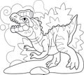 Cute prehistoric dinosaur dilophosaurus coloring book funny illustration