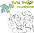 Cute prehistoric dinosaur iguanodon, funny illustration Royalty Free Stock Photo