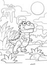 Cute prehistoric dinosaur tyrannosaurus coloring book funny illustration