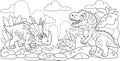 Cute prehistoric dinosaurs, coloring book, funny illustration Royalty Free Stock Photo