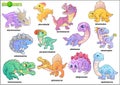 Cute prehistoric dinosaurs, set of images, funny illustration Royalty Free Stock Photo